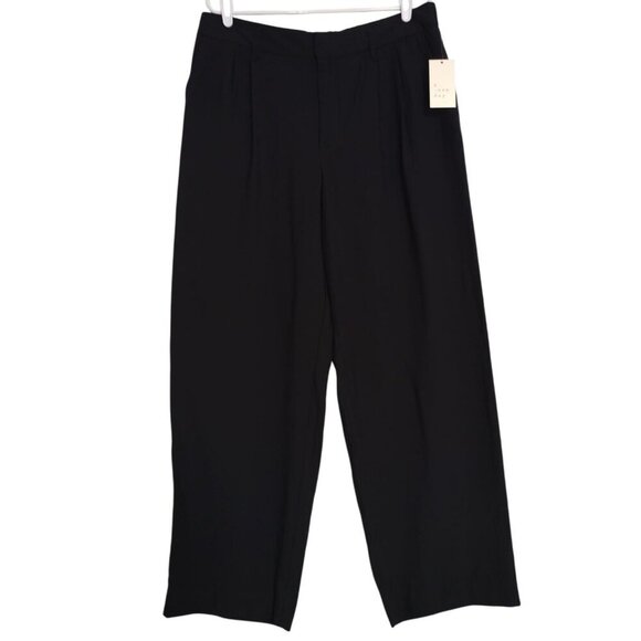 A New Day Womens Black Wide-Leg Pants Size 14 With Zip & Hook Closure. NWT. - Picture 1 of 8